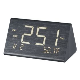 Digital Alarm Clock, Wooden Desk Clock with Dual Alarm, USB Port, Snooze, Night Light, Voice Control, Adjustable Volume, Bedside Desktop Clock with Ch