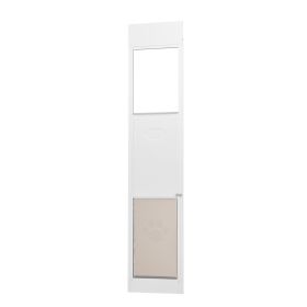 Dog Door for Sliding Glass Door, 75 7/8"-80 11/16" Adjustable Height Doggy Door for Sliding Doors, Aluminum Frame Tempered Glass Pet Door with Hinge S