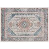 4x6 Area Rug, Vintage Machine Washable Rug, Non-Slip Floor Carpet for Living Room, Bedroom, Dining Room, Brown and Blue