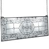 Stained Glass Window Panel, 35.2" x 13" Tiffany Style Hanging Transom Window Panel with Chain, Large Horizontal Rectangle Stain Glass, Vintage Traditi