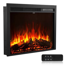 Electric Fireplace Insert, 35 inch Recessed and Wall Mounted with Adjustable Flame Color Brightness & 8h Timer & Remote Control, Indoor Heater w/ 750W