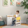 Kids Desk and Chair Set with Storage, White Study Desk for School, Student Writing Desk
