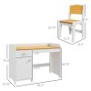 Kids Desk and Chair Set with Storage, White Study Desk for School, Student Writing Desk