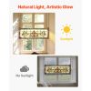 Stained Glass Window Panel, 32" x 11" Tiffany Style Hanging Transom Window Panel with Chain, Large Horizontal Rectangle Stain Glass, Vintage Tradition