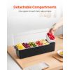 Chilled Condiment Server, 6 Compartment Ice Cooled Condiment Serving Container, Chilled Garnish Tray Bar Caddy with Lid, for Bartending & Serving Taco