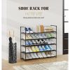 5-Tier Stackable Shoe Rack Organizer with Metal Frame, 35.5 inch Length, Holds 25â€“30 Pairs, Black