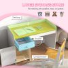 Kids Desk and Chair Set with Storage, White Study Desk for School, Student Writing Desk