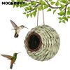 Charming Decorative Hummingbird House Hand-woven Hung Straw Nest Natural Grass Hung Bird for Garden Patio Lawn Office Indoor