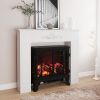 Fir Wood Fireplace Mantel Surround, 44.75" W x 40" H, Freestanding Electric Fireplace Stove Mantel, Distressed White