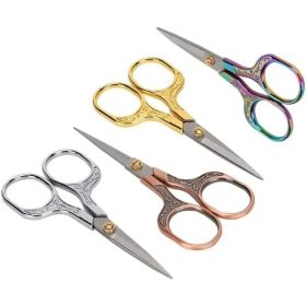 4pcs Plum Blossom Retro Scissors Stainless Steel Household Scissors Window Decoration Wool Embroidery Scissors Handmade Student Office Small Scis (Option: 4PACK)