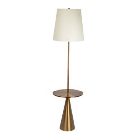 Celestial Modern Floor Lamp With Brass Accent Table With Large White Shade (Option: Clear)