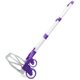 Portable Foldable Telescopic Trolley Luggage Cart Purple (Option: Purple)