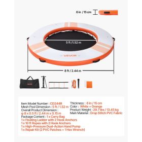 Inflatable Floating Dock, 8 FT Inflatable Dock Platform, Non-Slip Water Air Mat With Portable Carrying Bag And Detachable Ladder, Floating Water (Option: Black)