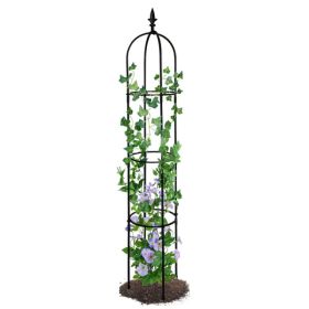 6.2ft Garden Obelisk Trellis Lightweight Rustproof Plastic Coated Metal Tall Tower Trellis Stand (Option: Black)