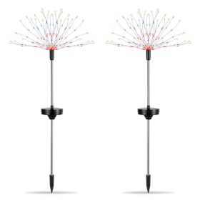 2Pcs Solar Powered Starburst Lights 240 LEDs Firework Lamp Garden Path Decor Lights For Spring Garden Decoration (Option: Colorful Lighting)