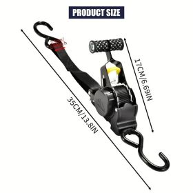1pc Retractable Ratchet Strap, Self Retractable Tie Down Strap, 10ft Tensile Strength, 1500lbs Tensile Strength, Strong Black Heavy Duty Automati (Option: Blackroundhandle)