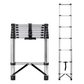 8.56 Feet Compact Telescoping Ladder (Option: Silver)