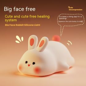 Cute LED Night Light Touch Sensor Cartoon Kid's Nightlights Big Face Rabbit Silicone Night Light Christmas Gift Bedside Lamp Home Decor (Option: Lying Bunny Ordinary Style)