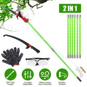 2-in-1 Manual Pole Saw 8.23-15.12FT Extendable Tree Pruner - SK5 Steel Pruner, Double-Hooked Saw Blade, Oxford Storage Bag , Goggles,Gloves For T (Option: Pruning shears)