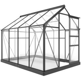 Outsunny Polycarbonate Greenhouse, Heavy Duty Outdoor Aluminum Walk-in Green House Kit Vent Door, 6.2'x8.3'x6.6' Gray (Option: Gray Frame)
